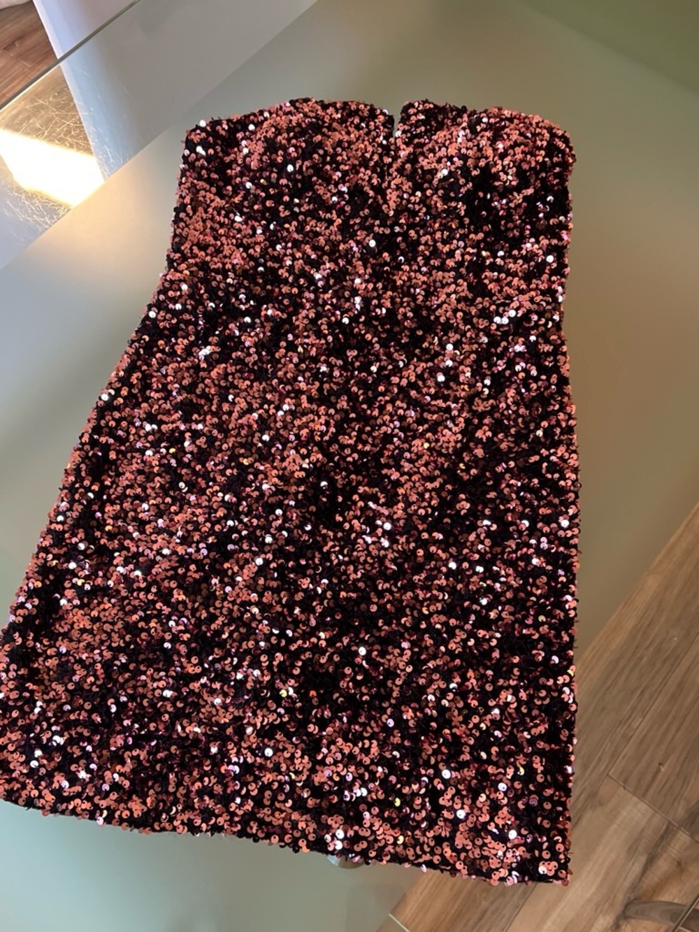 Strapless Rose Sequin Mini Skirt